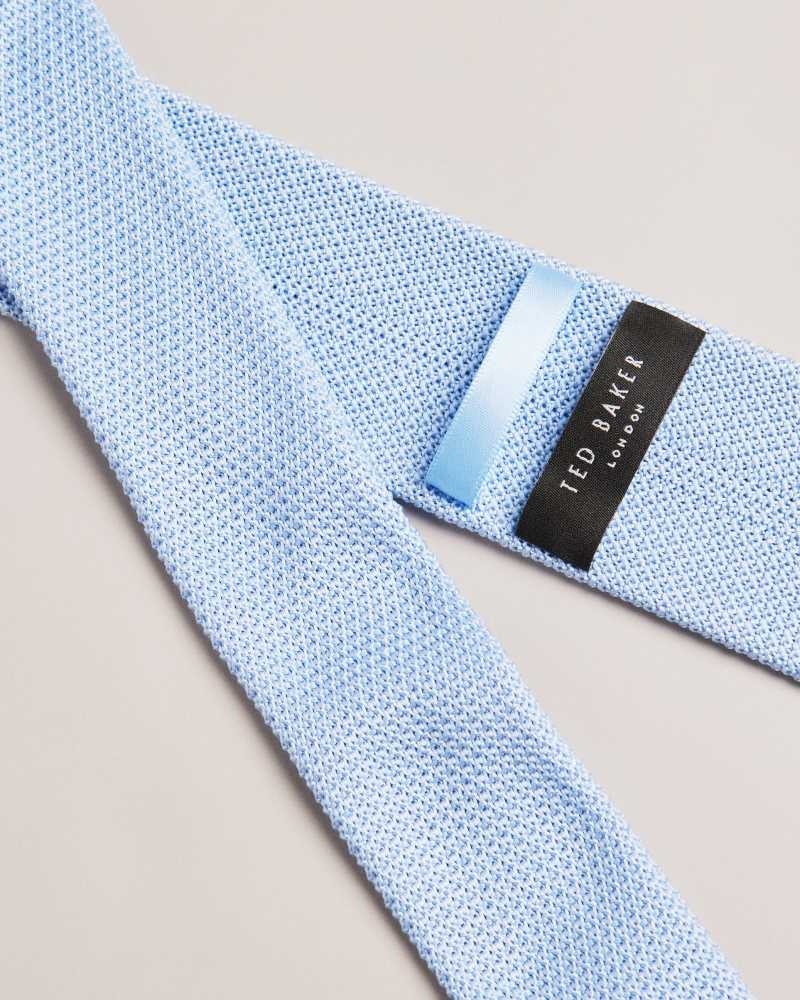 Light Blue Ted Baker Kallino Knitted Tie | ZA0002147