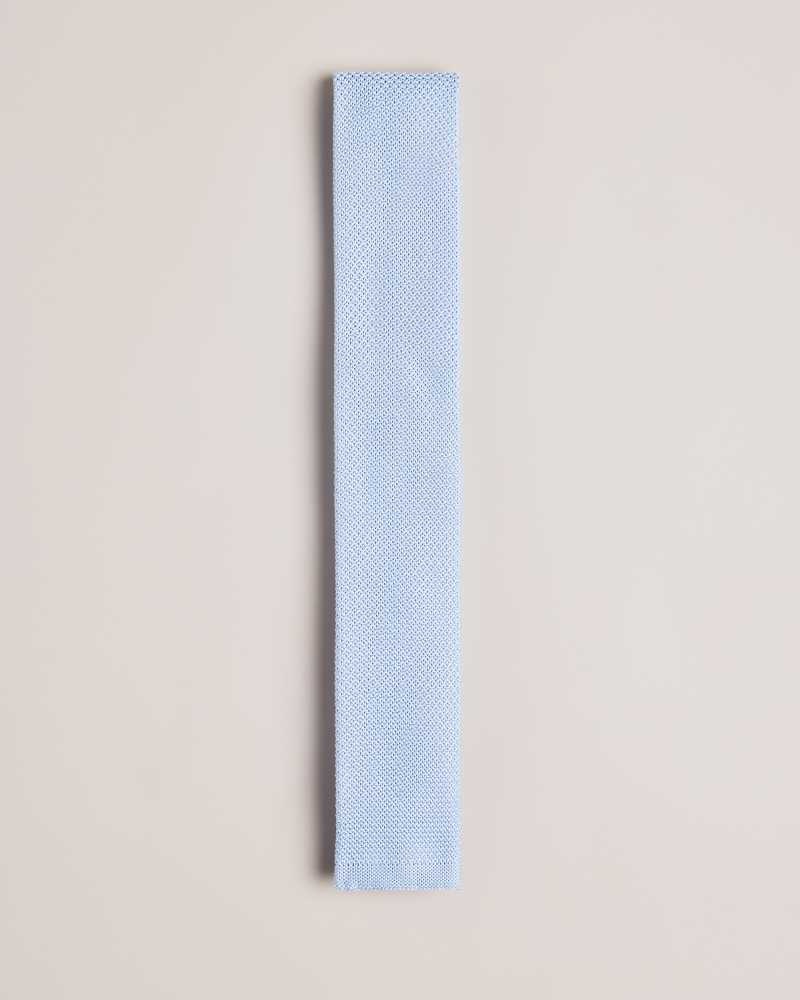 Light Blue Ted Baker Kallino Knitted Tie | ZA0002147