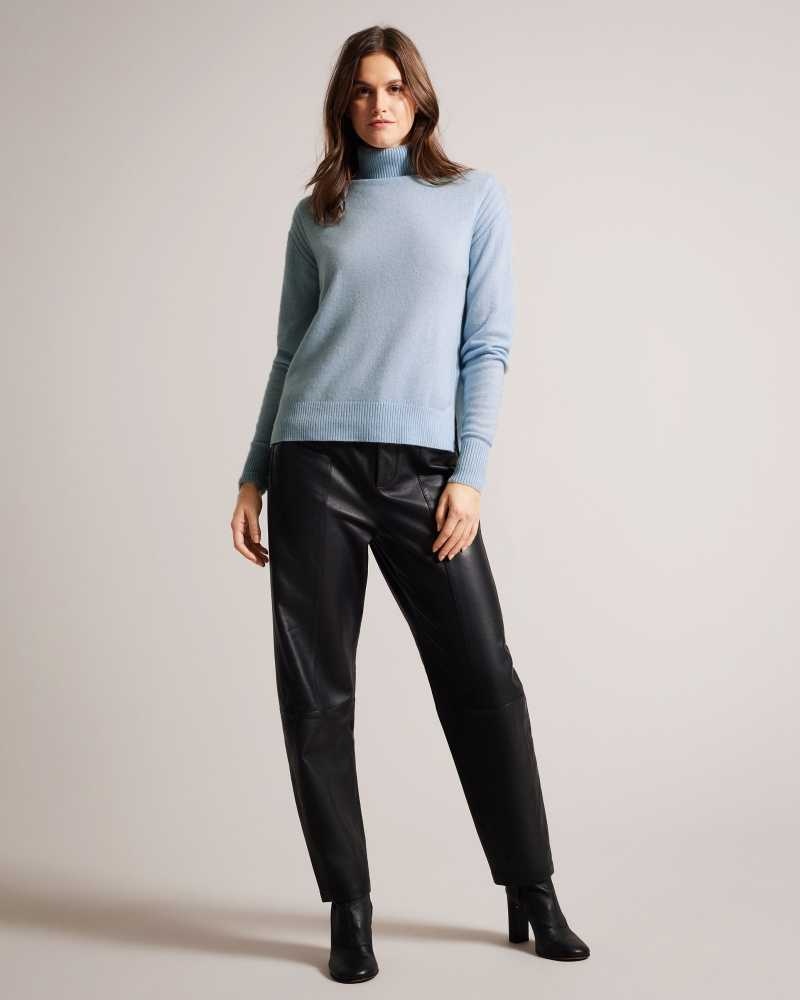 Light Blue Ted Baker Ruthell Organic Cashmere Roll Neck Jumper | ZA0000692