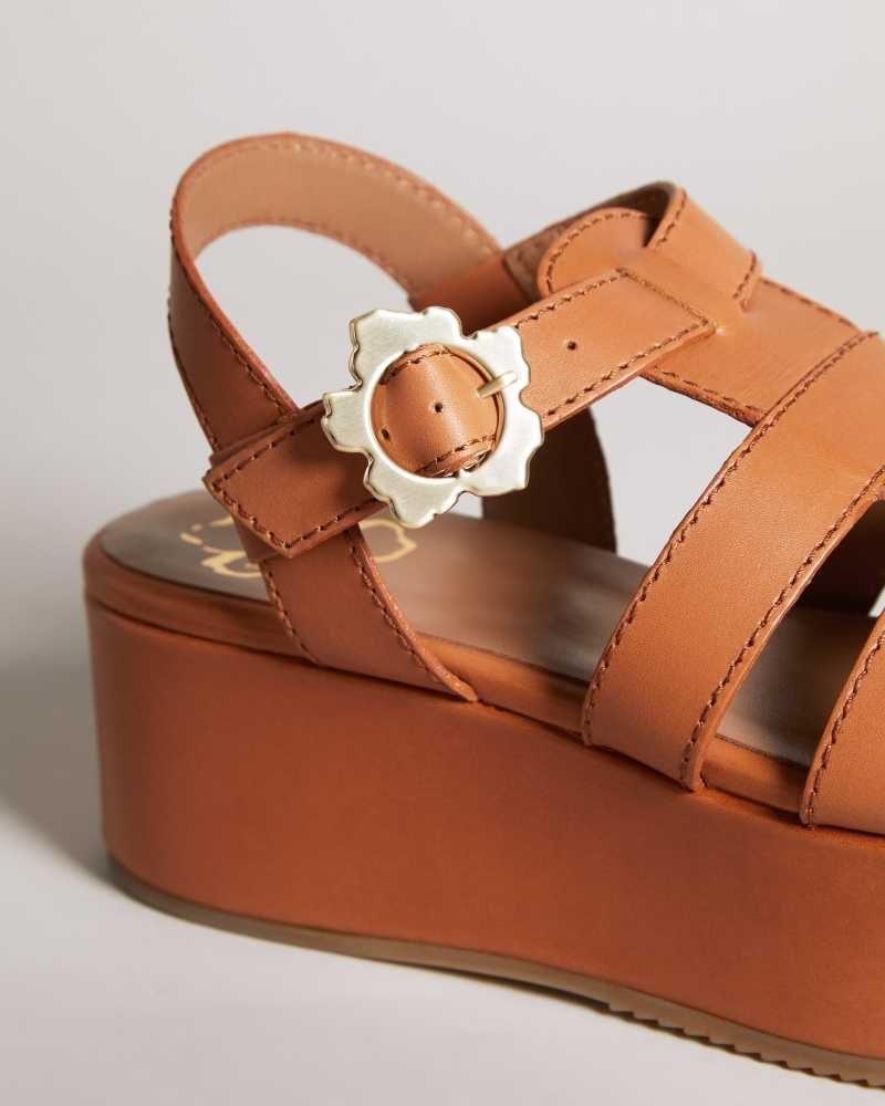 Light Brown Ted Baker Ffayeta Leather Fisherman Platform Sandals | ZA0001658