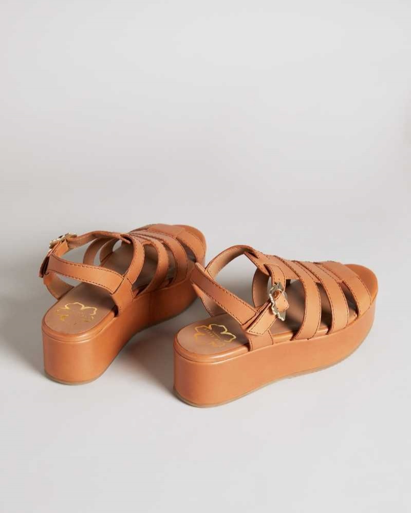 Light Brown Ted Baker Ffayeta Leather Fisherman Platform Sandals | ZA0001658