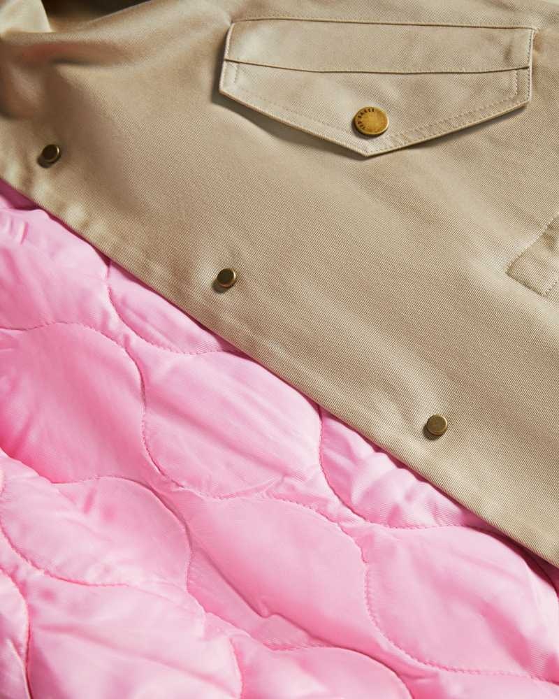 Light Brown Ted Baker Jjojo Cotton Twill Mac With Detachable Lining | ZA0000601