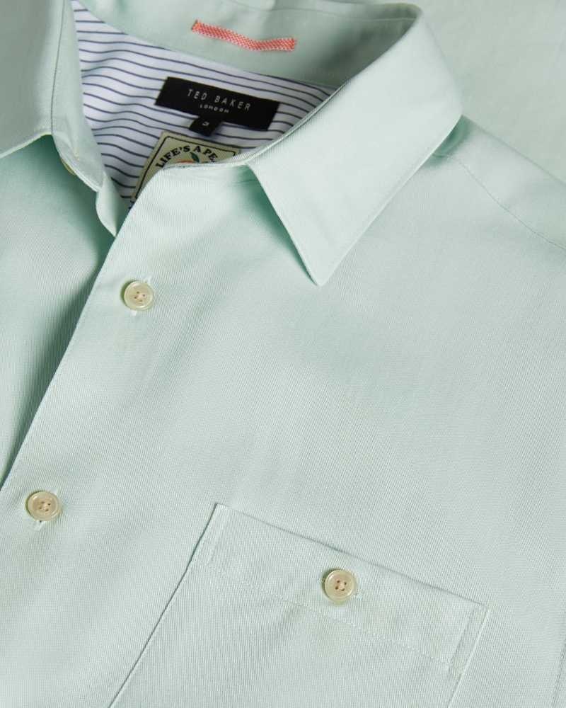 Light Green Ted Baker Loharv Lyocell Soft Plain Shirt | ZA0000981