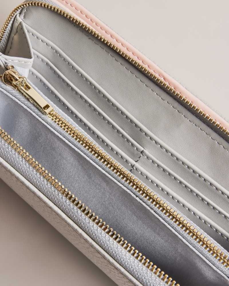 Light Grey Ted Baker Daliea Large Zip Around Leather Purse | ZA0000391