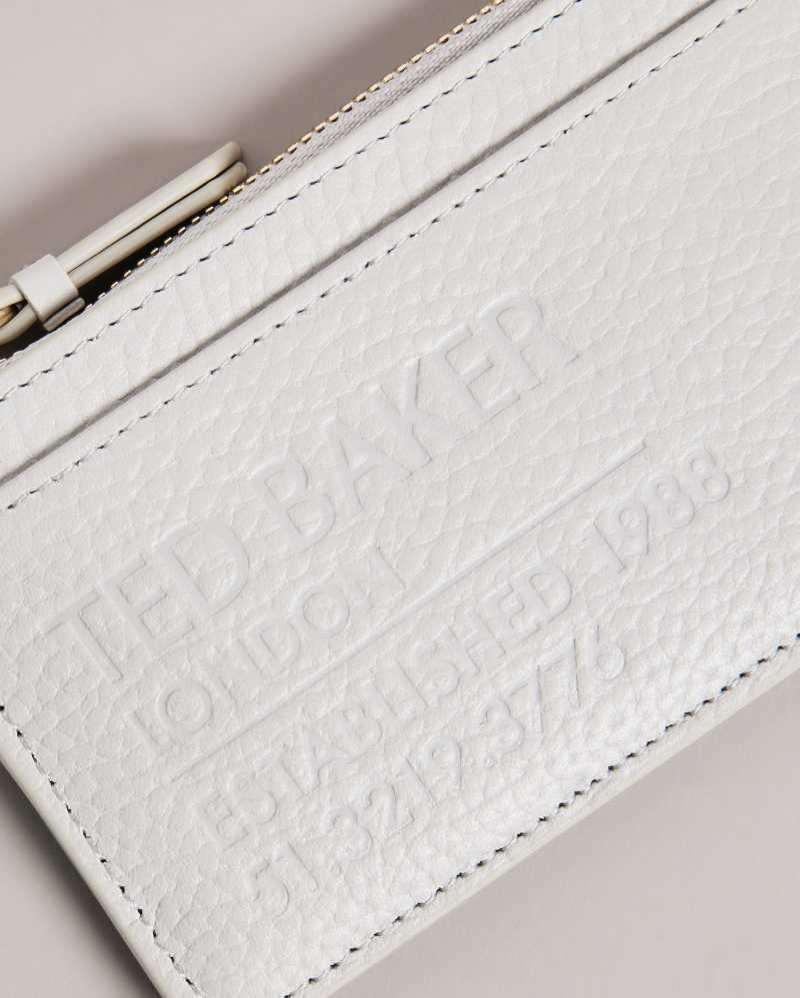 Light Grey Ted Baker Delfie Webbing Zip Leather Card Holder | ZA0000347