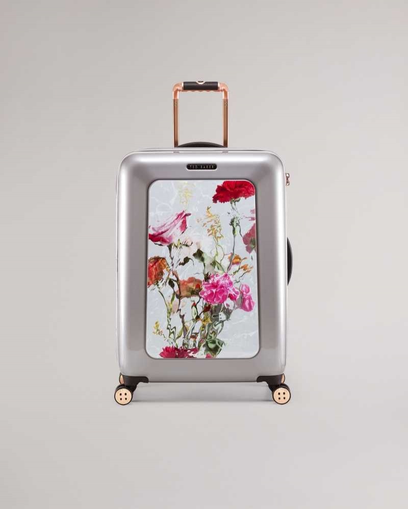 Light Grey Ted Baker Gustie Watercolour Floral Medium Trolley Case | ZA0000413