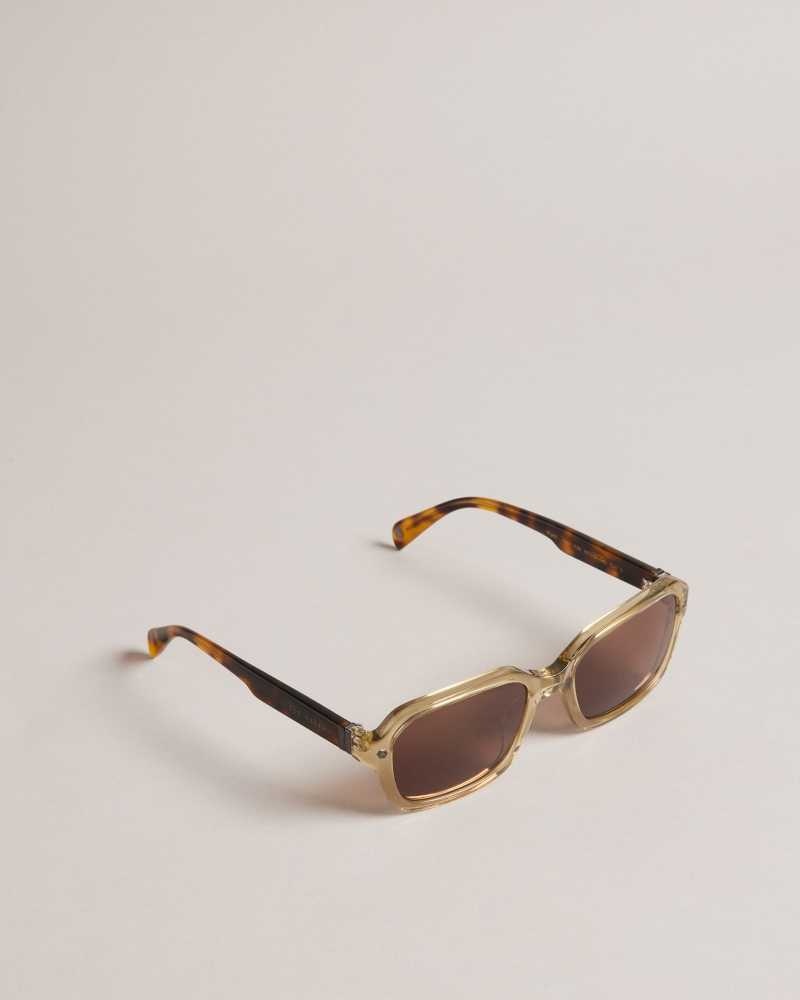 Light Grey Ted Baker Wyattee Rectangle Tortoiseshell Arm Sunglasses | ZA0002132