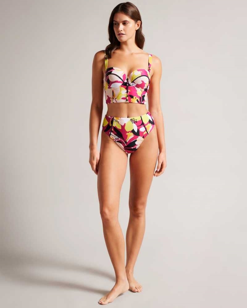 Light Nude Ted Baker Margieh Longline Abstract Cupped Bikini Top | ZA0001172