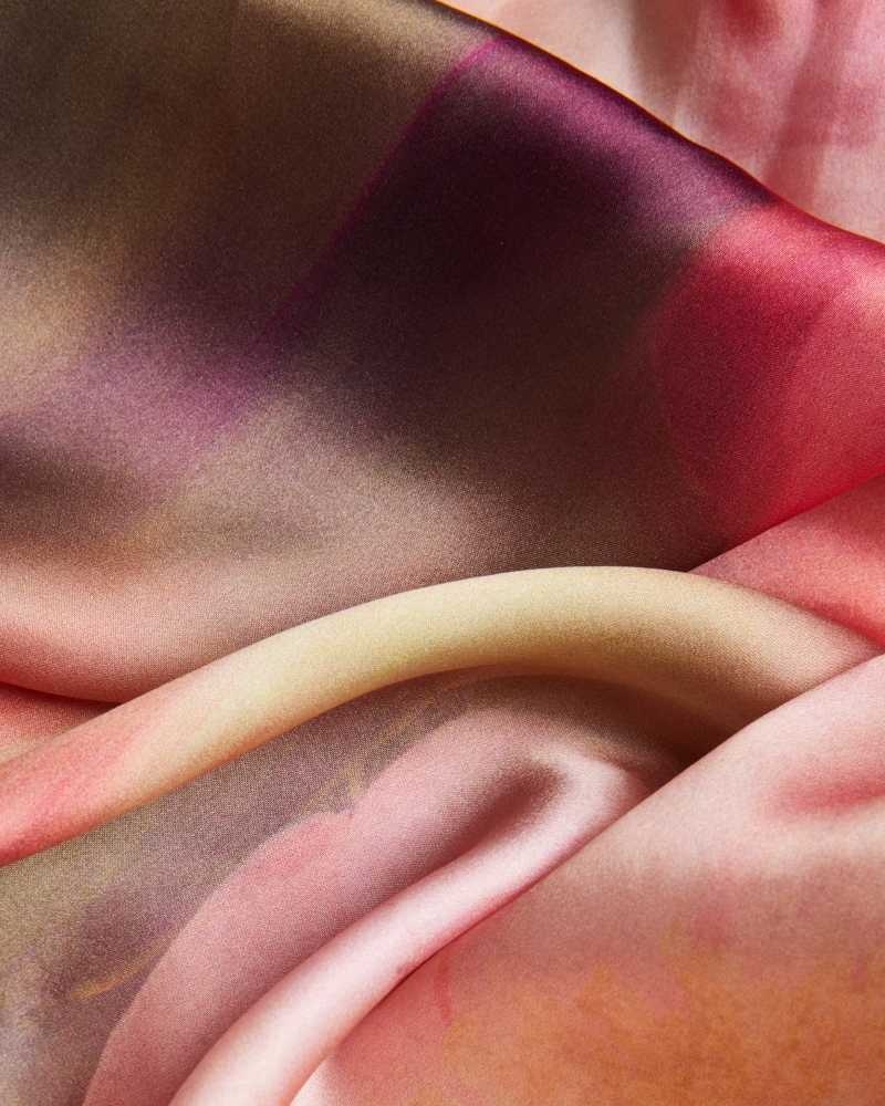 Light Pink Ted Baker Bettiio Blurred Floral Long Silk Scarf | ZA0002040