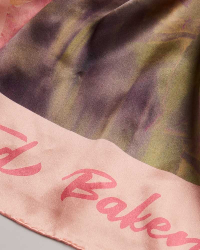 Light Pink Ted Baker Bettiio Blurred Floral Long Silk Scarf | ZA0002040