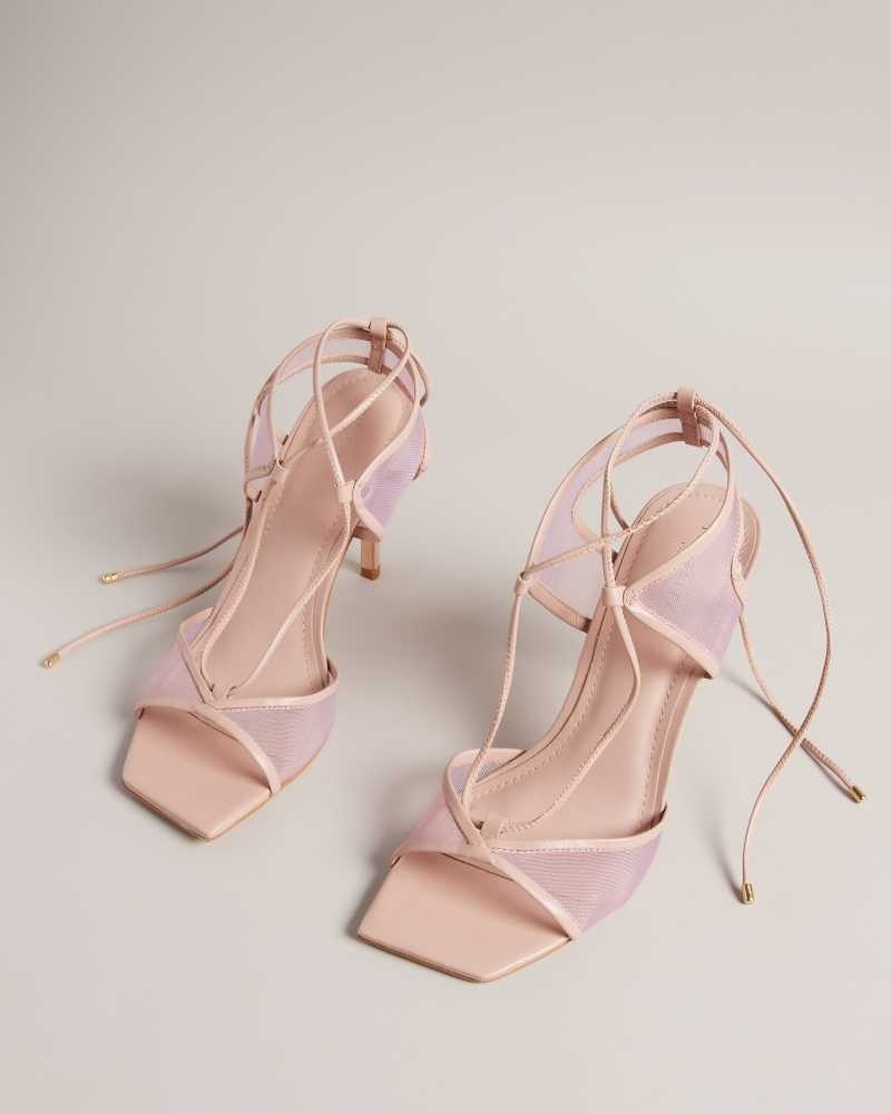 Light Pink Ted Baker Junera Mesh Tie Strap Sandals | ZA0001679