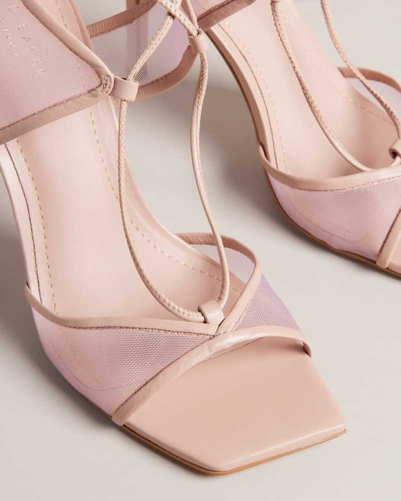 Light Pink Ted Baker Junera Mesh Tie Strap Sandals | ZA0001679