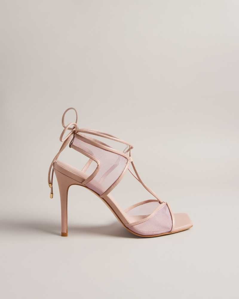 Light Pink Ted Baker Junera Mesh Tie Strap Sandals | ZA0001679