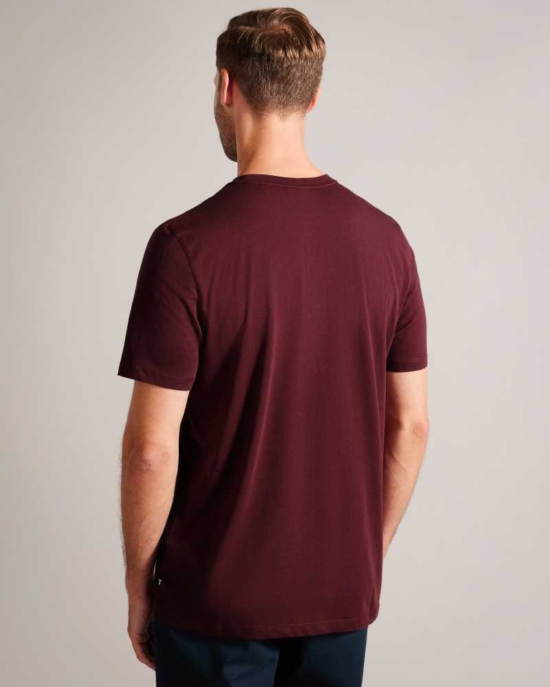 Maroon Ted Baker Broni Short Sleeve Branded T-Shirt | ZA0001225