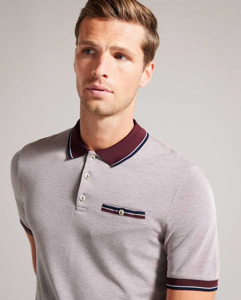 Maroon Ted Baker Chipa Short Sleeve Polo Shirt | ZA0000871