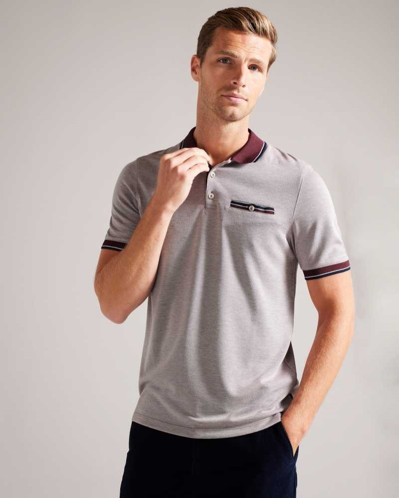 Maroon Ted Baker Chipa Short Sleeve Polo Shirt | ZA0000871