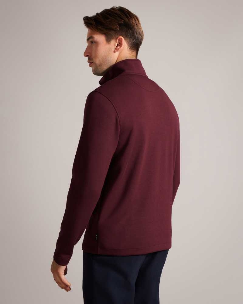 Maroon Ted Baker Veller Long Sleeve Half Zip Jumper | ZA0000720