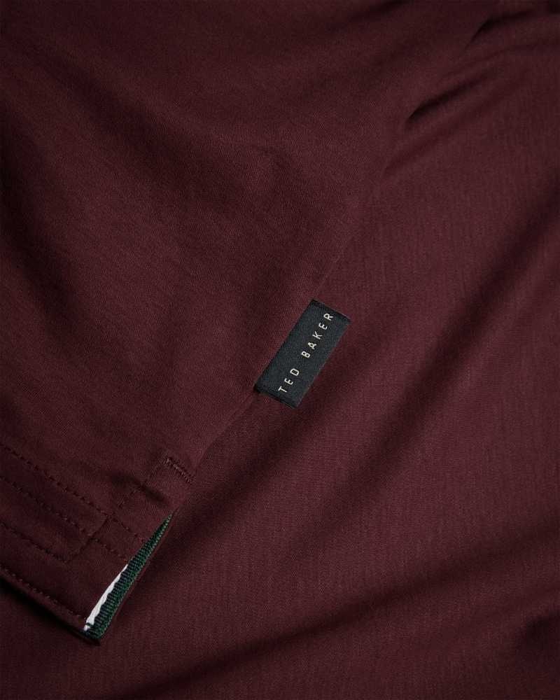 Maroon Ted Baker Zeiter Short Sleeve Slim Fit Polo Shirt | ZA0000934