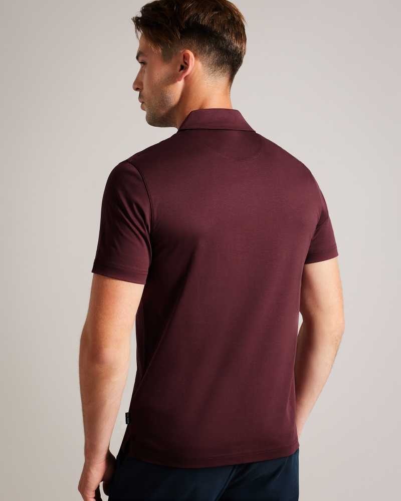 Maroon Ted Baker Zeiter Short Sleeve Slim Fit Polo Shirt | ZA0000934