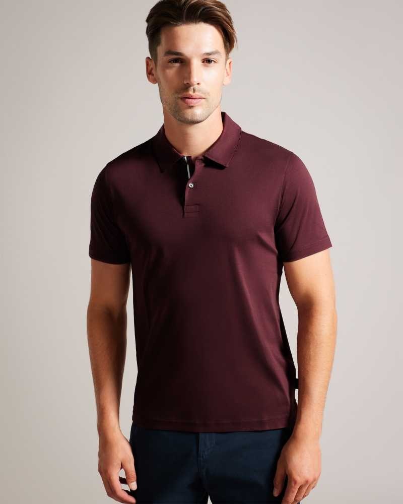 Maroon Ted Baker Zeiter Short Sleeve Slim Fit Polo Shirt | ZA0000934