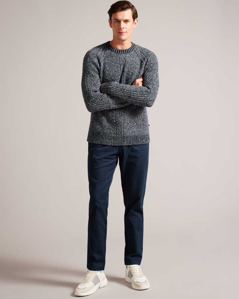 Medium Blue Ted Baker Adylo Long Sleeve Engineered Knit Jumper | ZA0000767