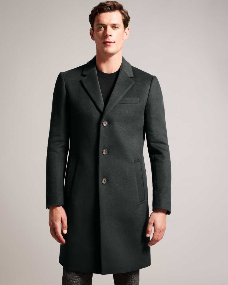 Medium Green Ted Baker Rueby Fitted Wool Blend City Coat | ZA0000565