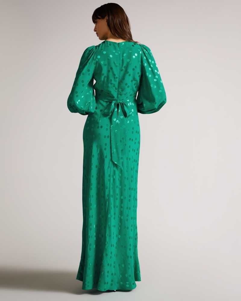 Medium Green Ted Baker Tallyia Maxi Dress with Seam Detailing | ZA0000253