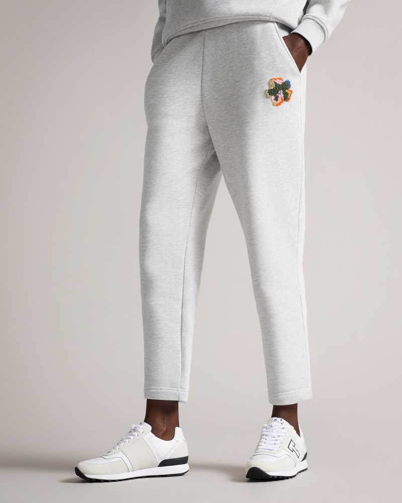 Medium Grey Ted Baker Nicolez Jersey Jogger With Flower | ZA0001535