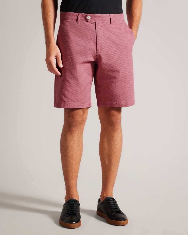 Medium Pink Ted Baker Estate Geometric Print Cotton Shorts | ZA0001031