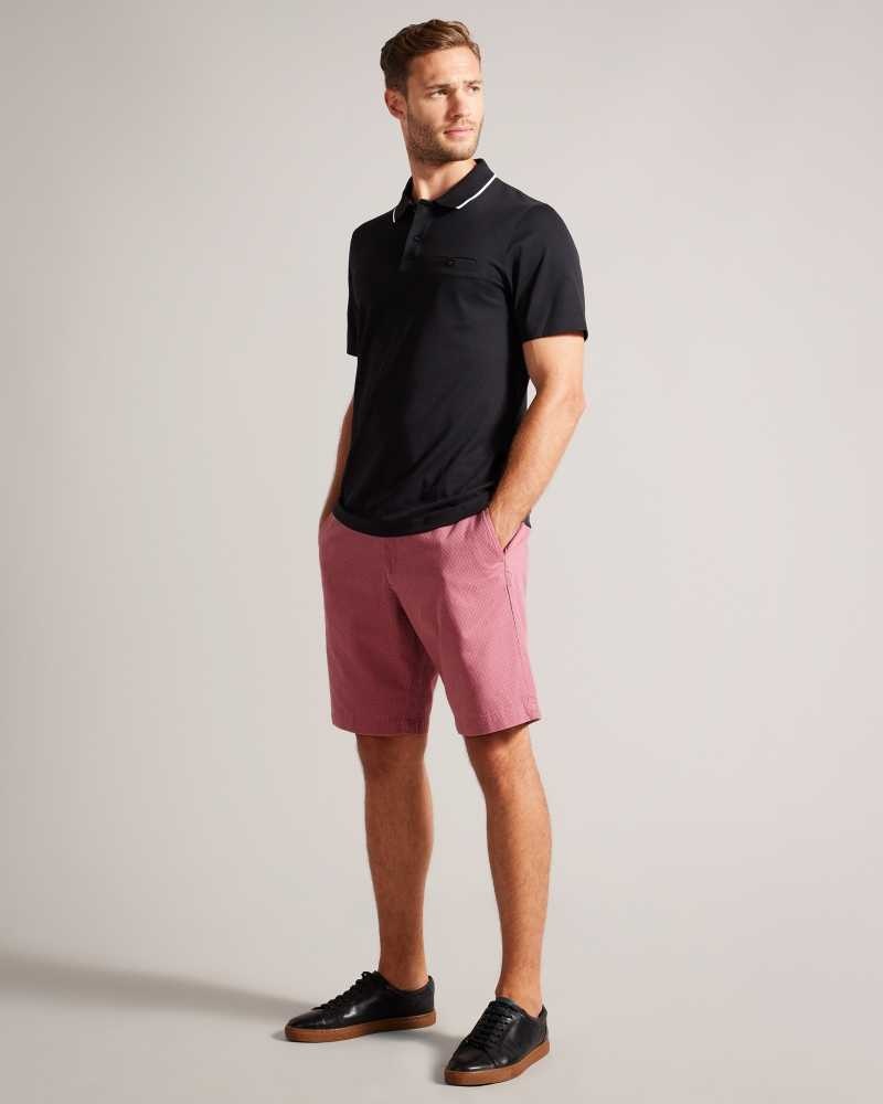 Medium Pink Ted Baker Estate Geometric Print Cotton Shorts | ZA0001031