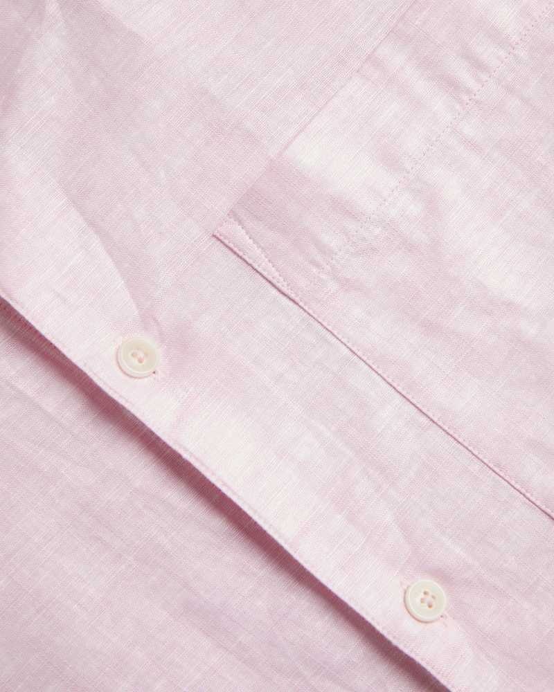 Medium Pink Ted Baker Kingfrd Short Sleeve Linen Shirt | ZA0000987