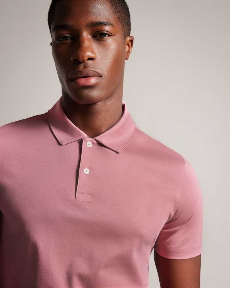 Medium Pink Ted Baker Zeiter Short Sleeve Slim Fit Polo Shirt | ZA0000862