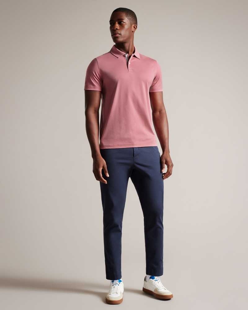 Medium Pink Ted Baker Zeiter Short Sleeve Slim Fit Polo Shirt | ZA0000862