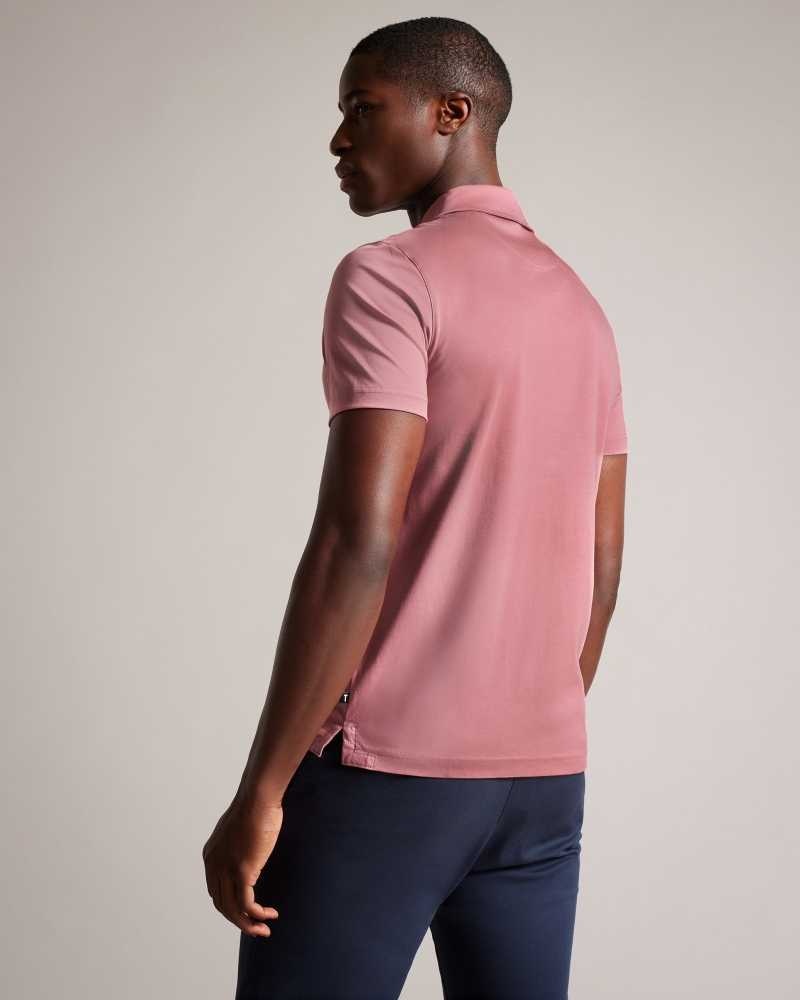 Medium Pink Ted Baker Zeiter Short Sleeve Slim Fit Polo Shirt | ZA0000862