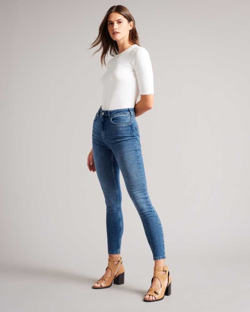 Mid Wash Ted Baker Geon Skinny Mid Wash Jeans | ZA0000669