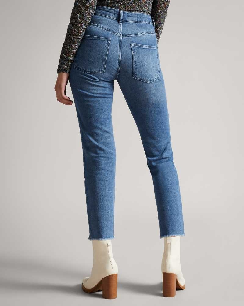 Mid Wash Ted Baker Morgani Straight Leg Denim | ZA0000678