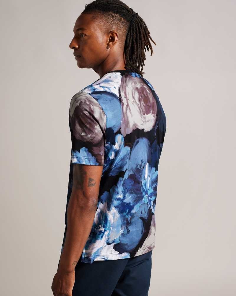 Multicoloured Ted Baker Aristo Short Sleeve Floral Print T-Shirt | ZA0001231