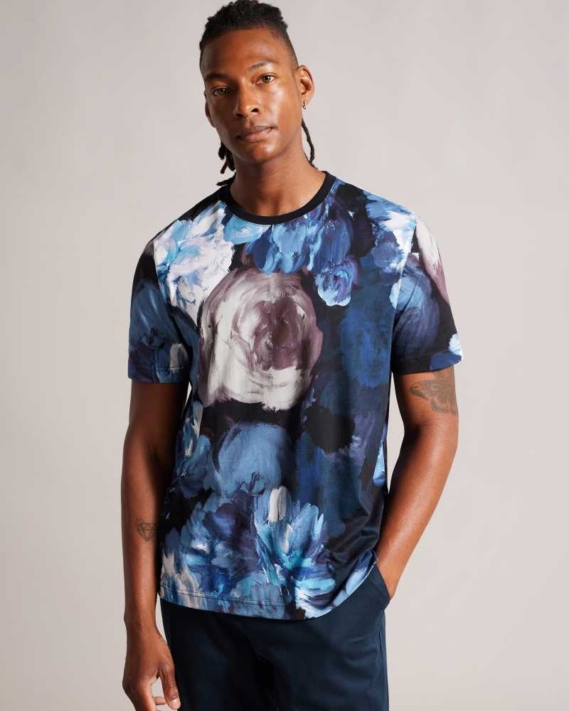 Multicoloured Ted Baker Aristo Short Sleeve Floral Print T-Shirt | ZA0001231