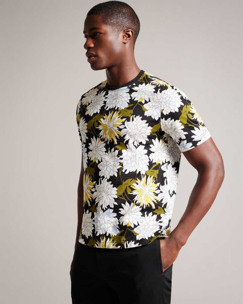 Multicoloured Ted Baker Florid Short Sleeve Floral Print T-Shirt | ZA0001255