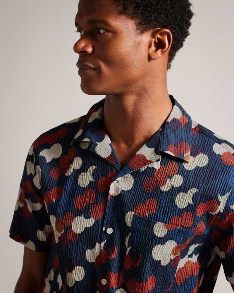 Multicoloured Ted Baker Goyt Seersucker Spot Print Shirt | ZA0000985