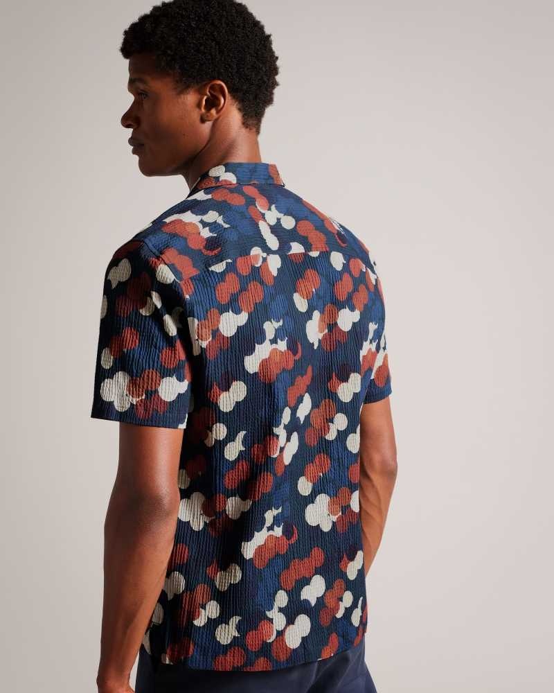 Multicoloured Ted Baker Goyt Seersucker Spot Print Shirt | ZA0000985