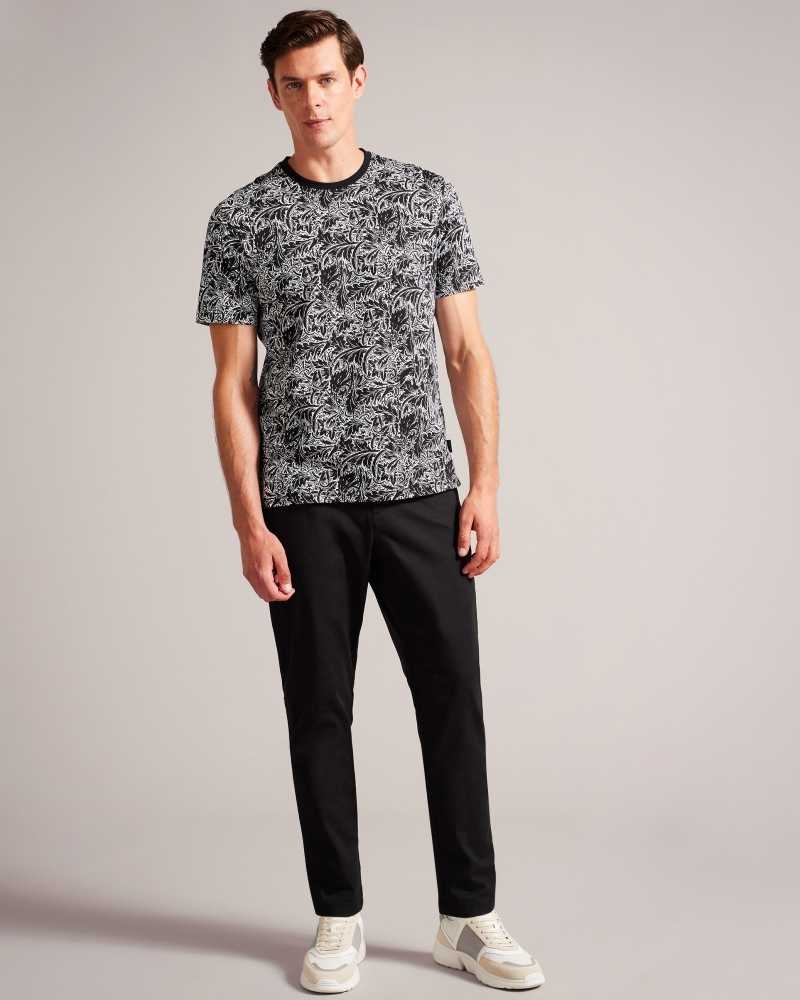 Multicoloured Ted Baker Tenant Short Sleeve Leaf Print T-Shirt | ZA0001287