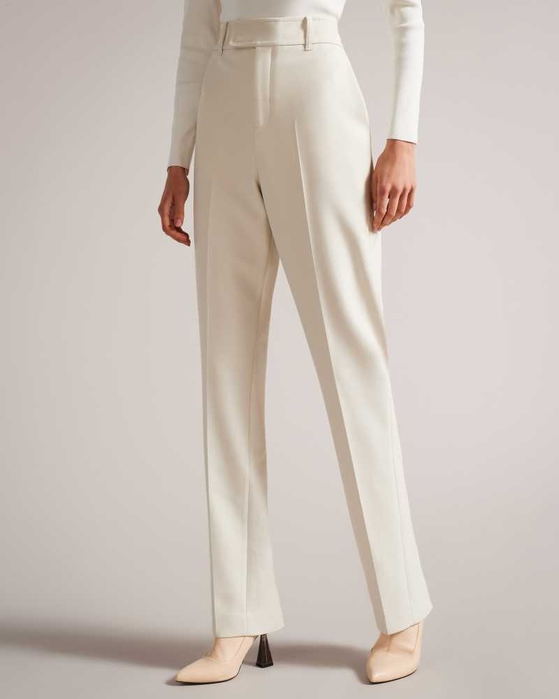 Natural Ted Baker Amberot Straight Leg Flood Length Trousers | ZA0001518