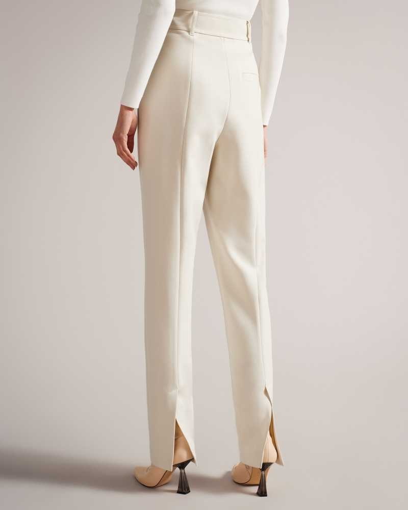 Natural Ted Baker Amberot Straight Leg Flood Length Trousers | ZA0001518