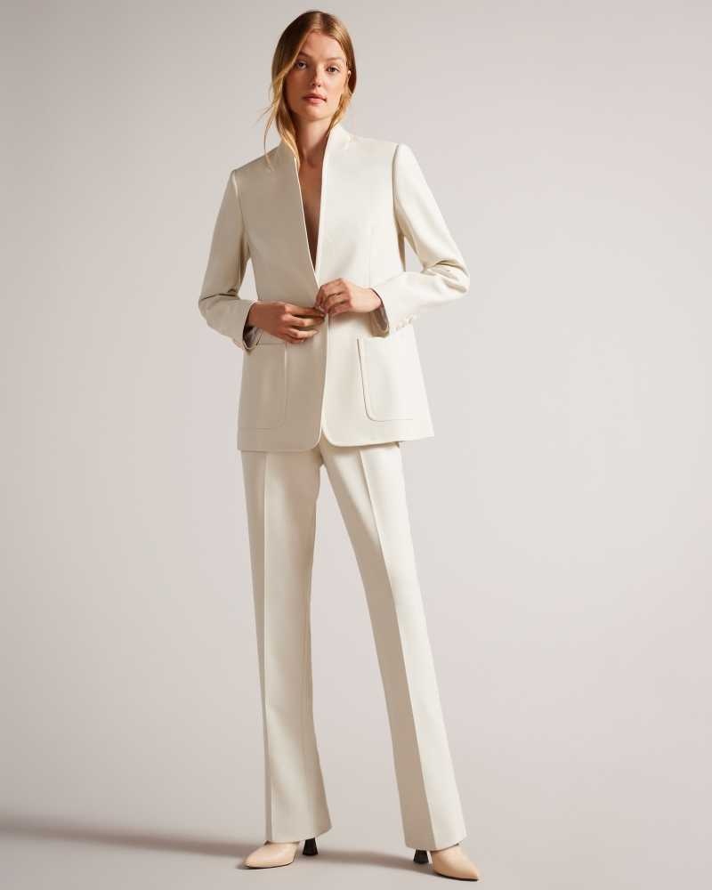 Natural Ted Baker Amberot Straight Leg Flood Length Trousers | ZA0001518