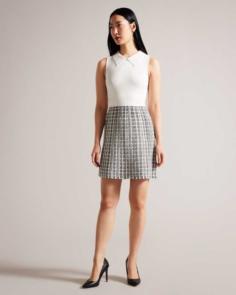 Natural Ted Baker Diveena Knit Bodice Shift Dress | ZA0000148