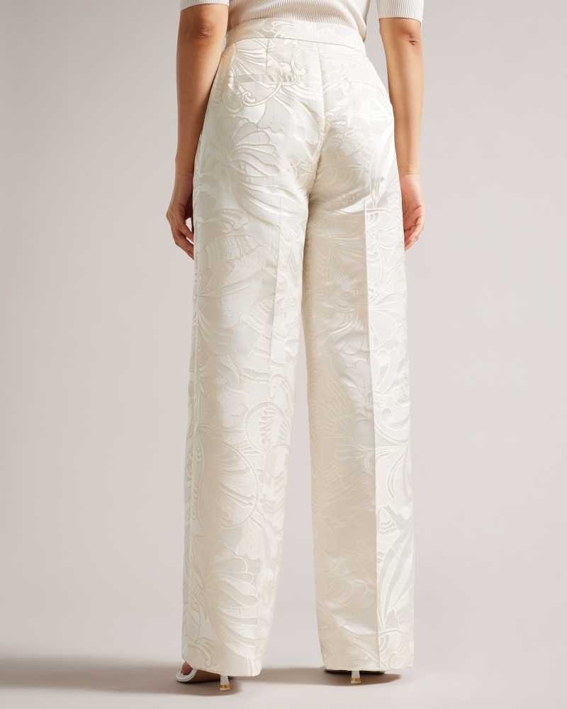 Natural Ted Baker Majiat Wide Leg Jacquard Trousers | ZA0001502