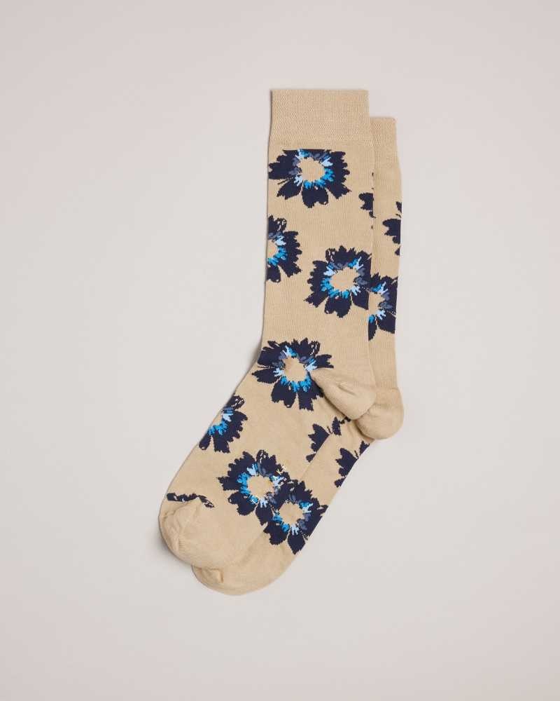 Natural Ted Baker Newflor Painted Floral Print Socks | ZA0002055