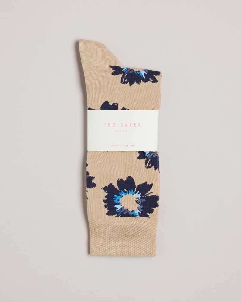 Natural Ted Baker Newflor Painted Floral Print Socks | ZA0002055