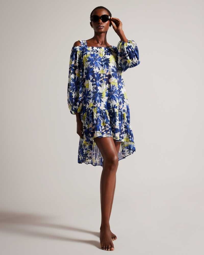 Natural Ted Baker Rossey Floral Off The Shoulder Cover Up | ZA0001205